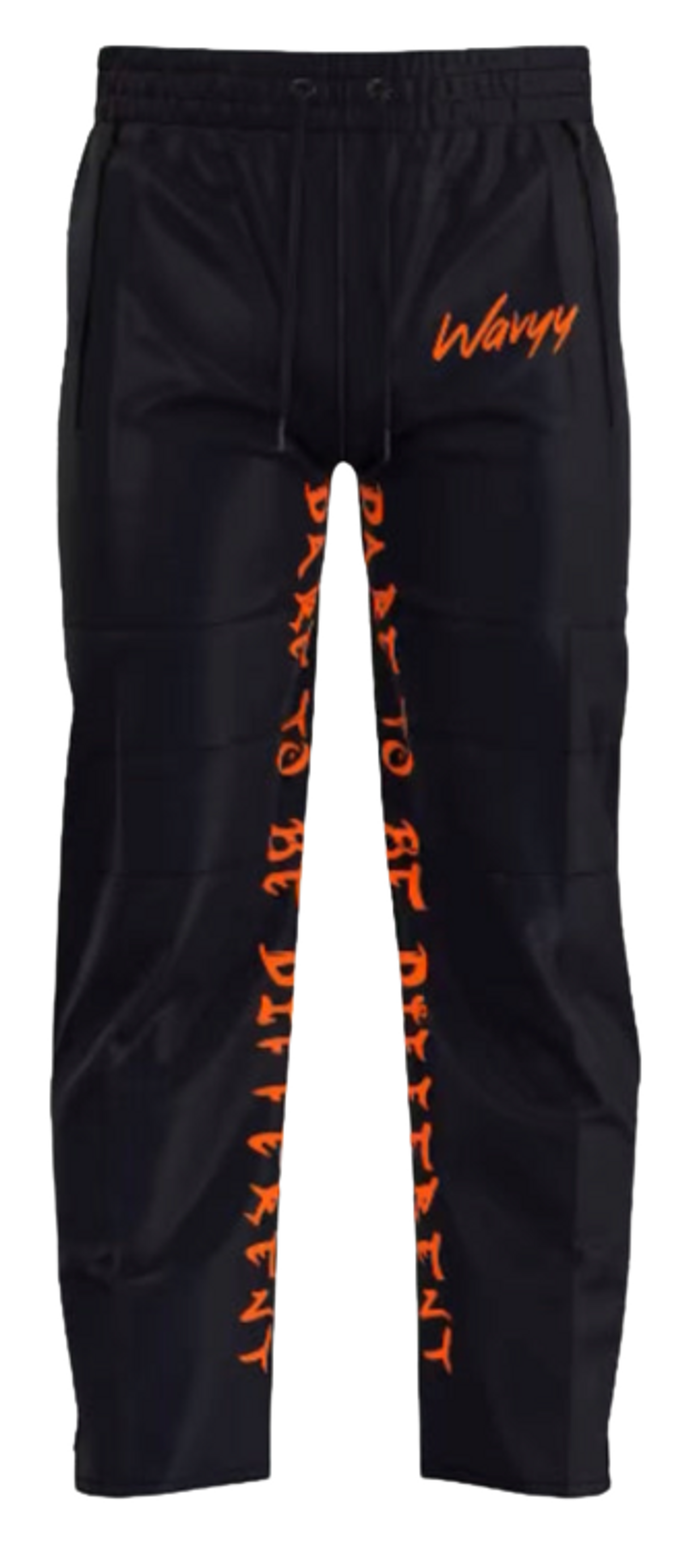 TheWavyyWay Wavyy Black Nylon Orange Screen Print Pants
