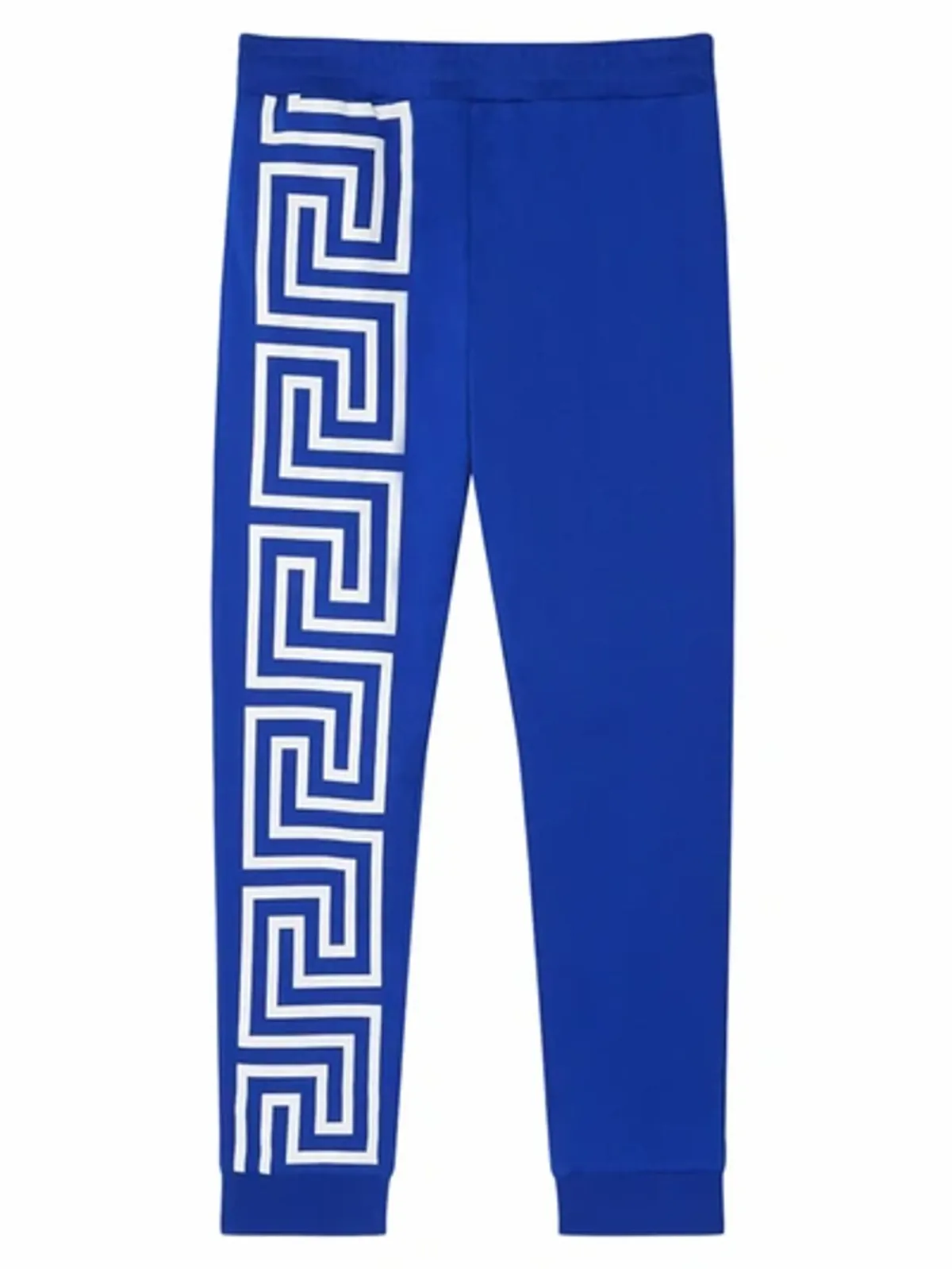 Versace Lapis Greca Print Cotton Jersey Blue Jogging Pants