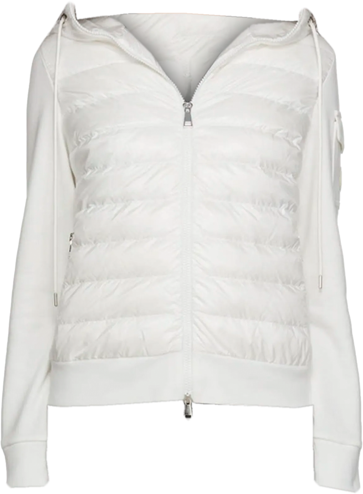 Moncler White Paneled Zip-up Hoodie In 032 White