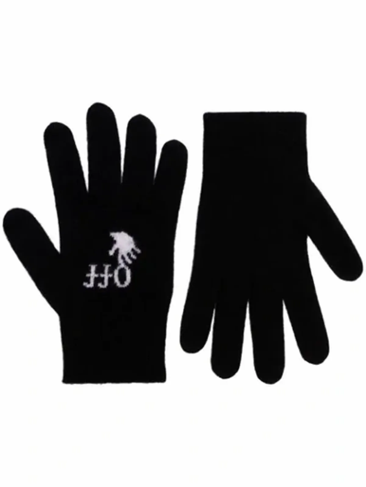 Off-White Intarsia-knit Logo-detail Gloves In Black