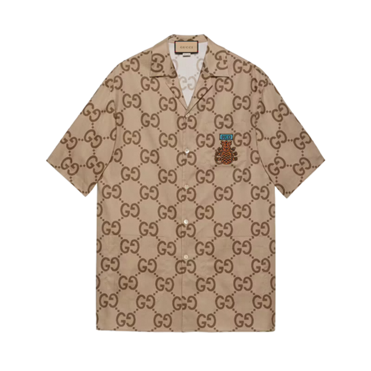 Gucci Brown Pineapple Gg Canvas Bowling Shirt
