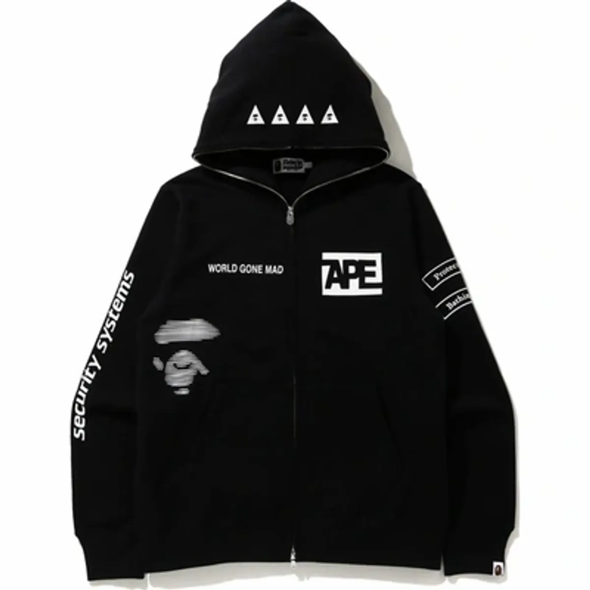 Bape Security Multi Print Full Zip Hoodie Black