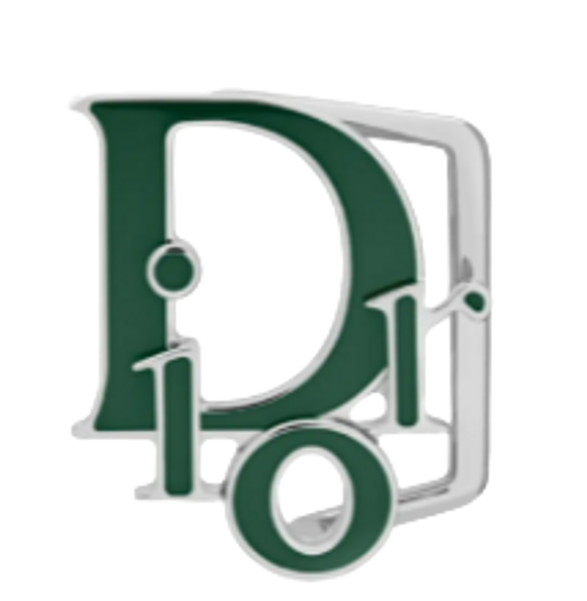 Dior World Tour Dior Oblique Palladium-Finish Brass And Green Enamel 35 Mm Belt Buckle