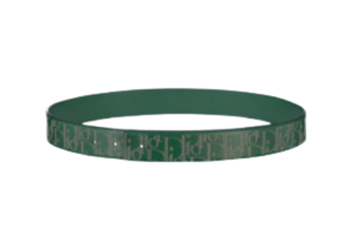 Dior World Tour Green Dior Oblique Galaxy Leather and Smooth Calfskin 35 Mm Reversible Belt