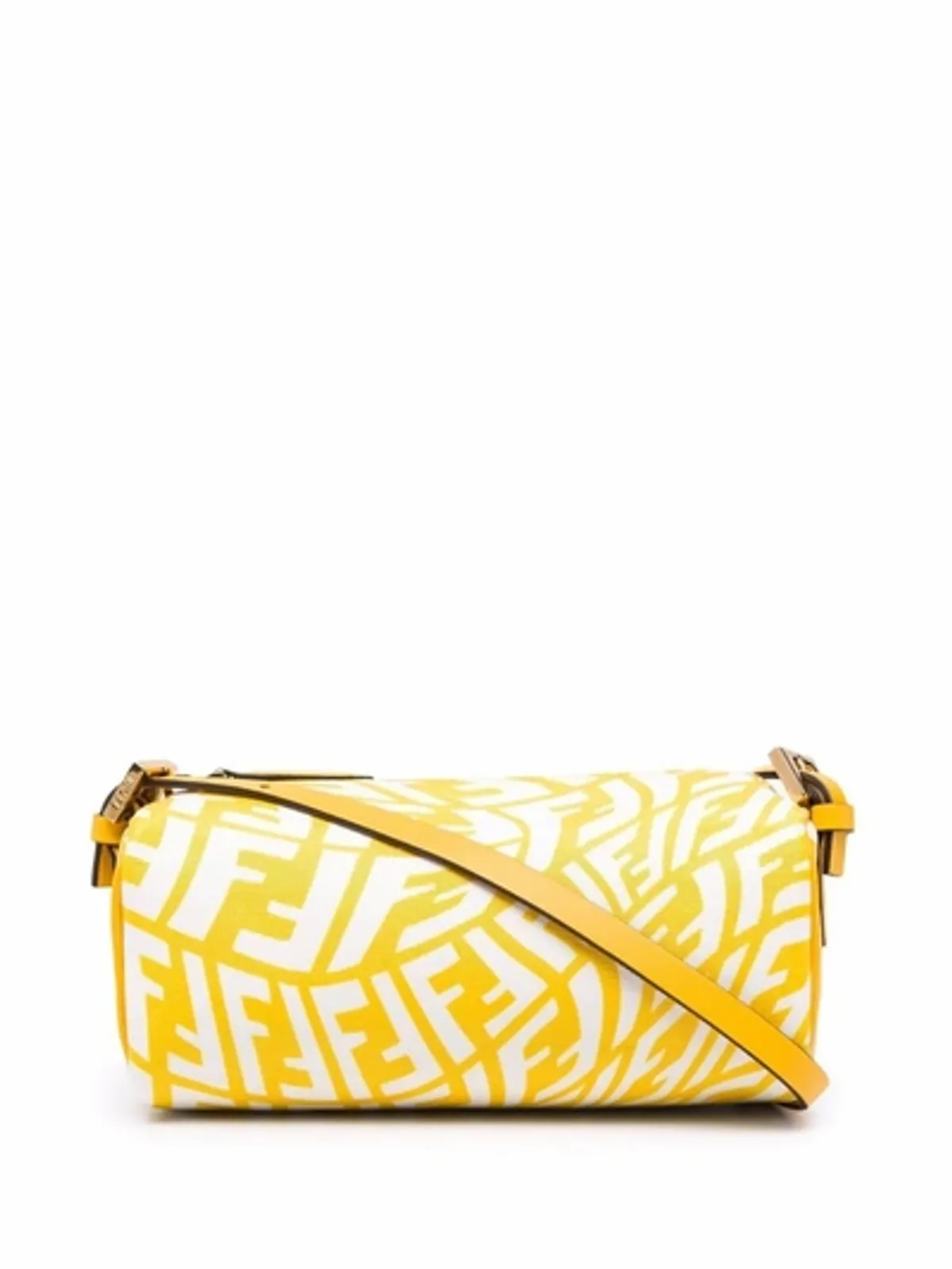 Fendi × Sarah Coleman Mini Ff Vertigo Glazed Canvas Shoulder Bag In Mimosa Bianco