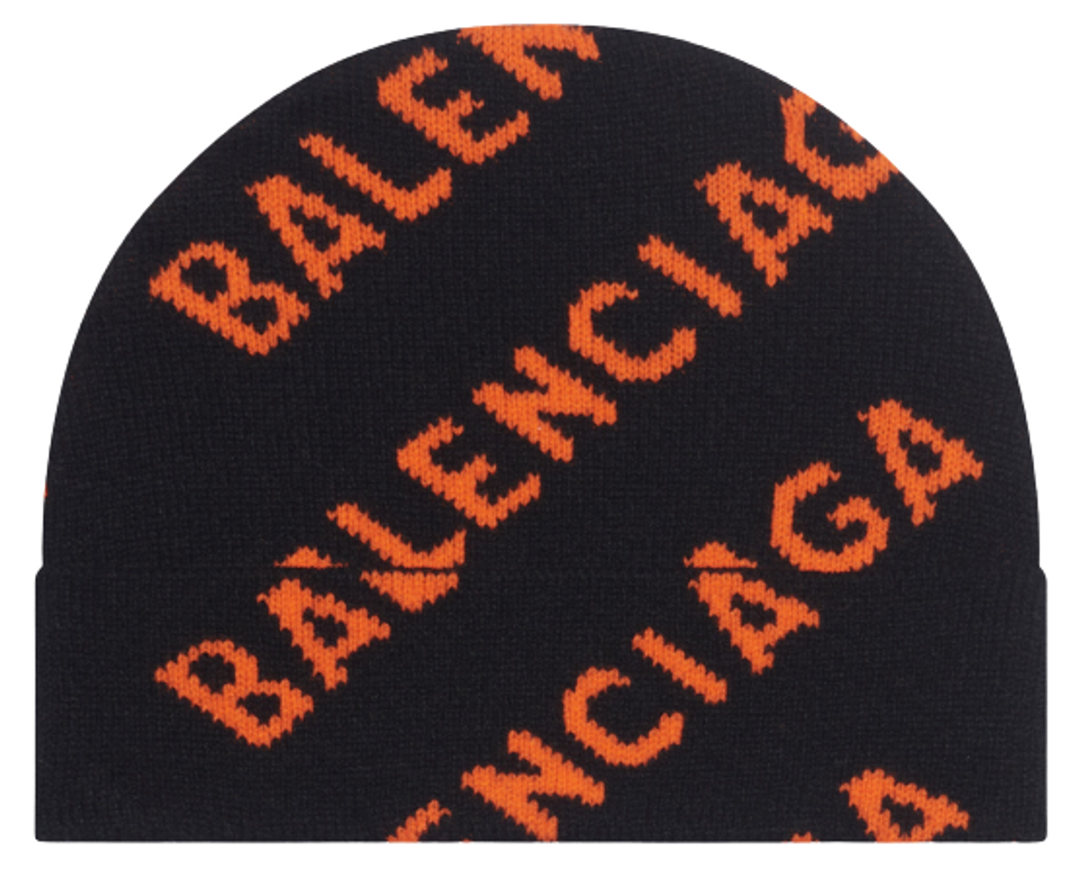 ●送料込●BALENCIAGA●ALLOVER LOGO ビーニー Balenciaga Black All Over Logo Beanie Balenciaga