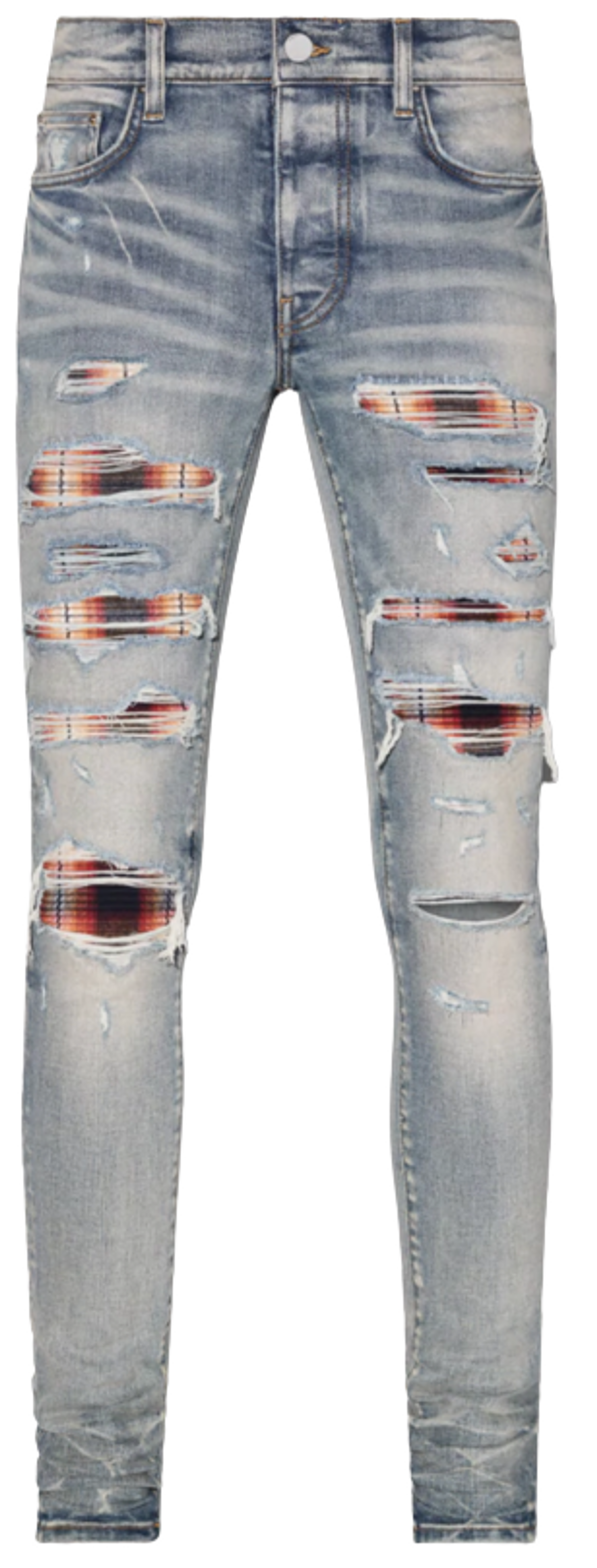 Amiri Plaid Thrasher Clay Indigo Jeans