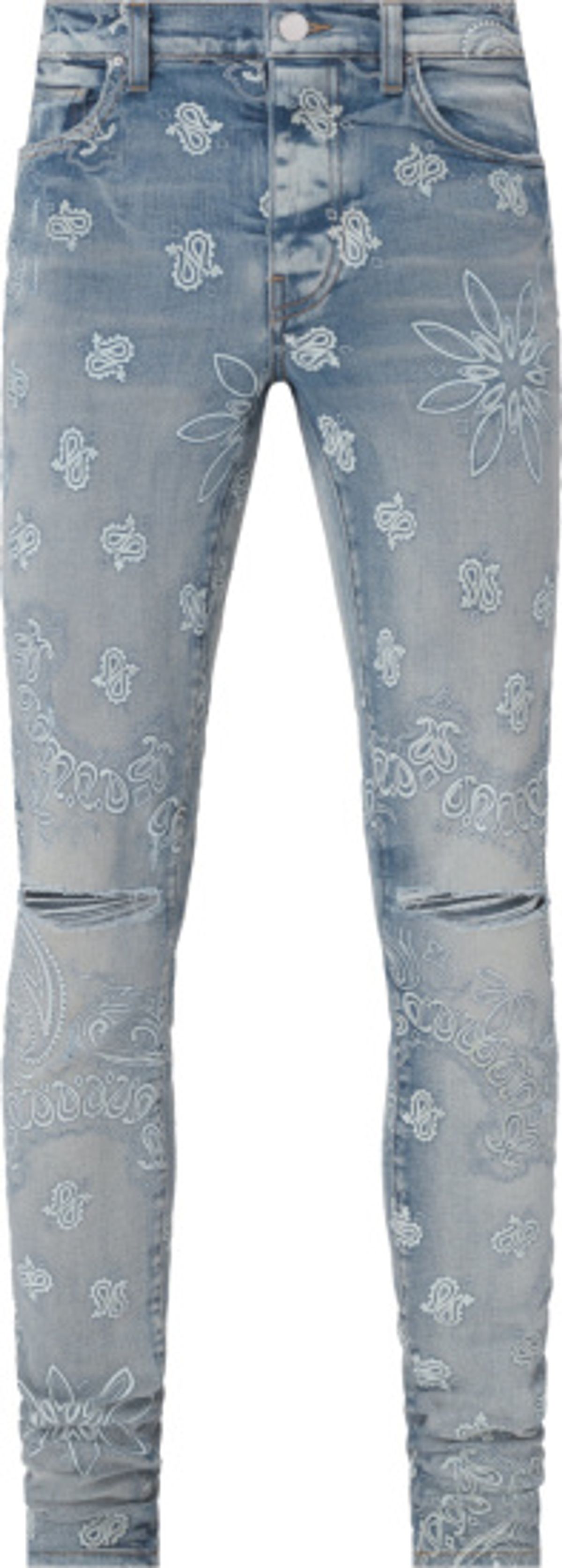 Amiri Blue Flocked Paisley Bandana Clay Indigo Jeans