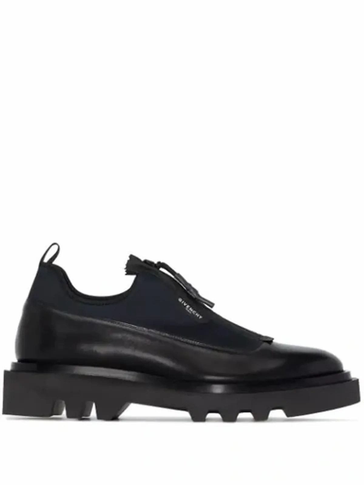 Givenchy Combat Derby Leather Zip-Up Black Shoes