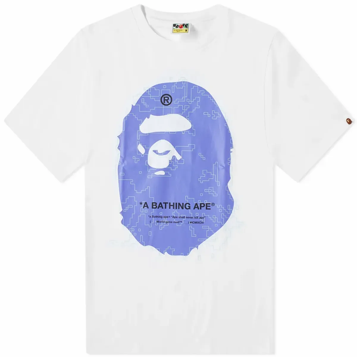 Bape Big Ape Head Digital Mosaic White T-Shirt