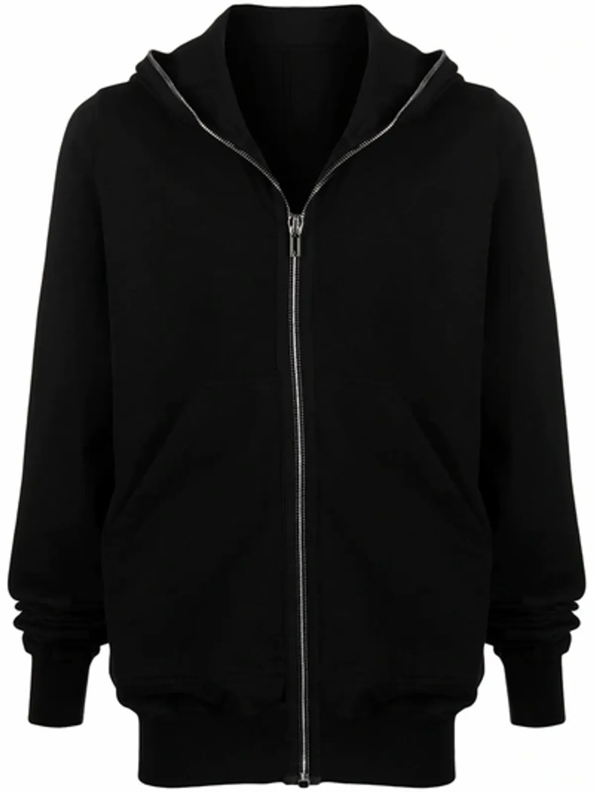 Rick Owens Zipped-Up Black Hooded Jacket