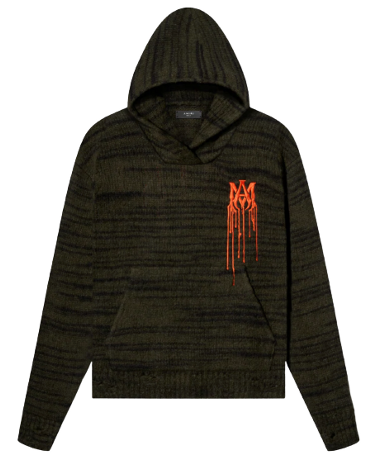 Amiri Space Dye Paint Drip M.A. Logo Green Hoodie