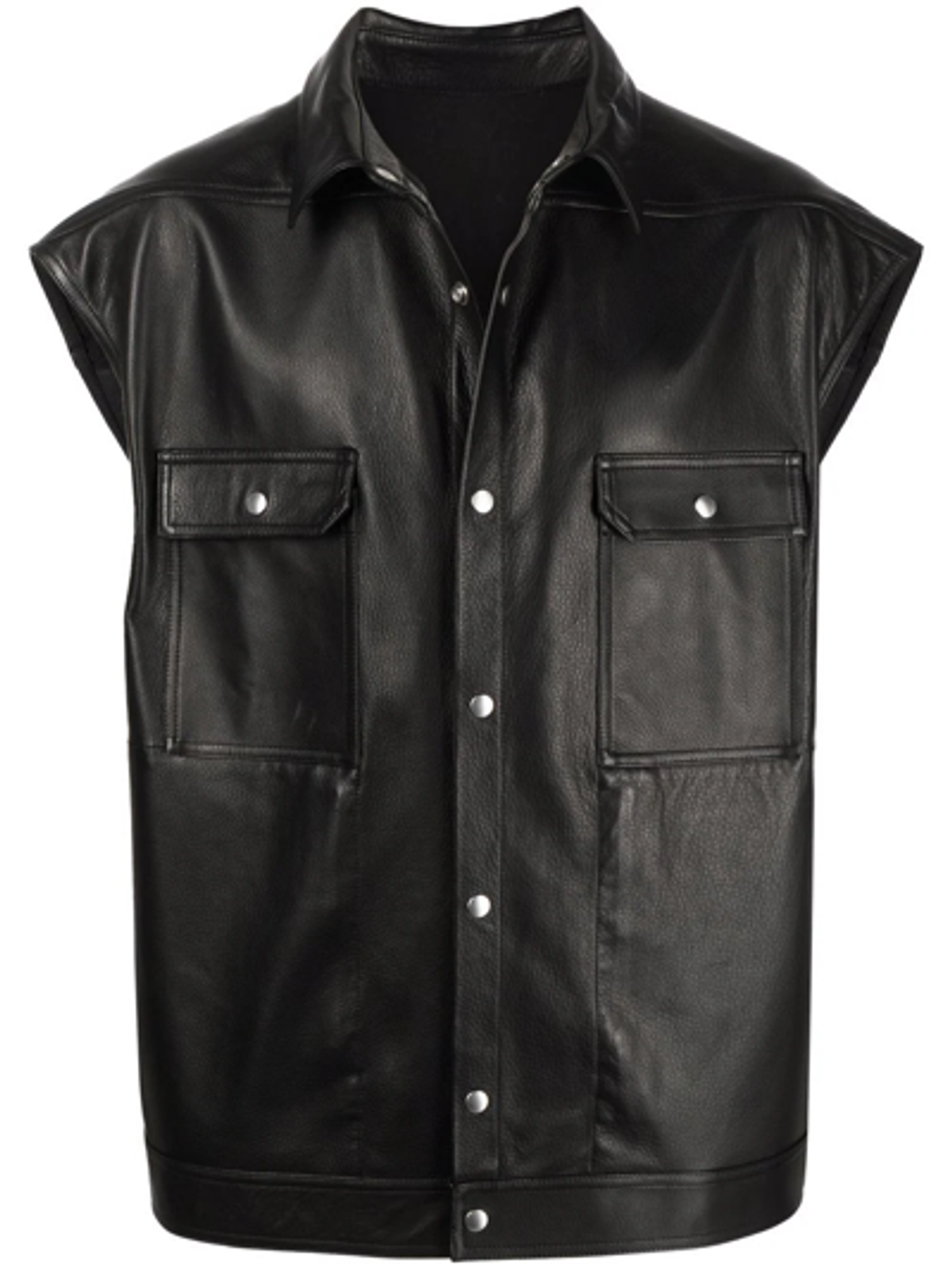 Rick Owens Pebble Leather Black Waistcoat