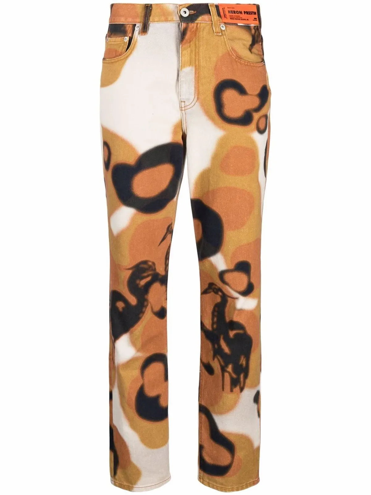 Heron Preston Camouflage Brown Slim Jeans
