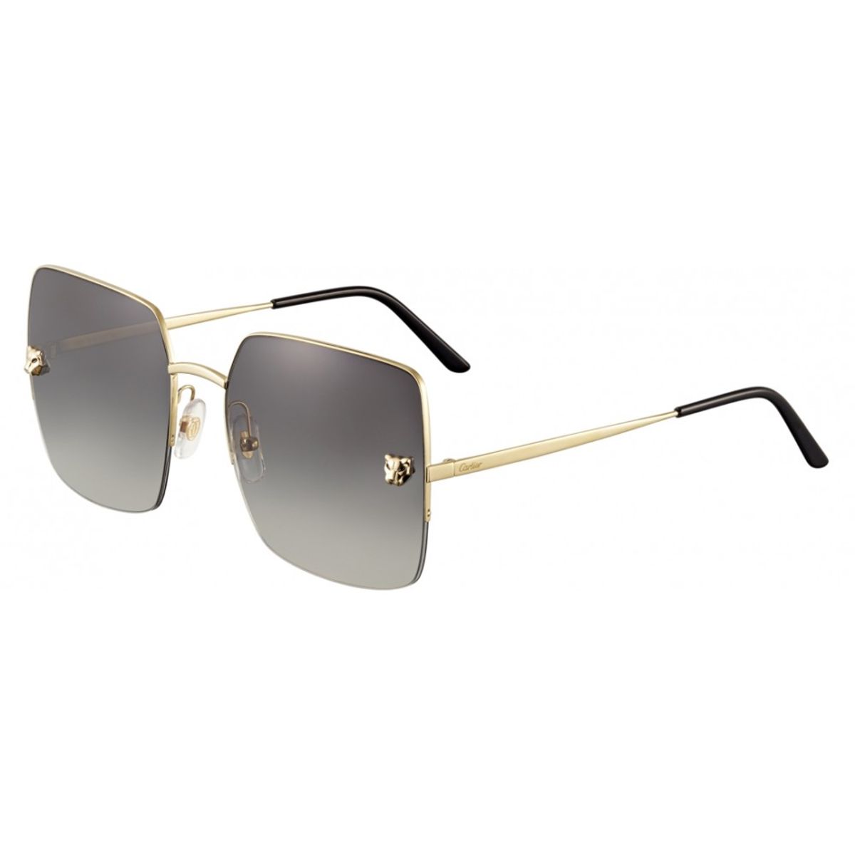Cartier Square Metal Gold Panthere Sunglasses
