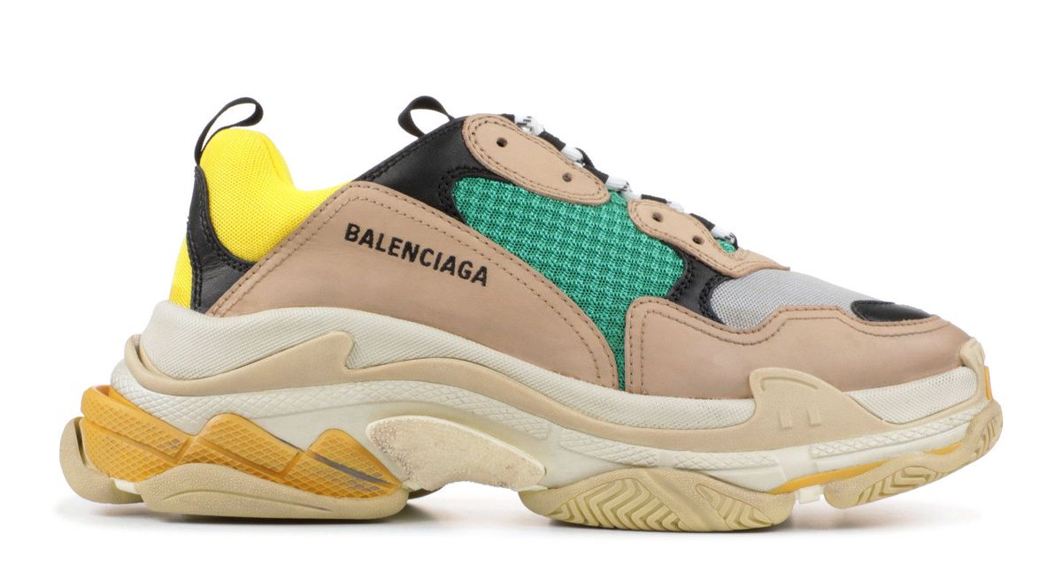 Balenciaga Triple S Beige Green Yellow Sneakers