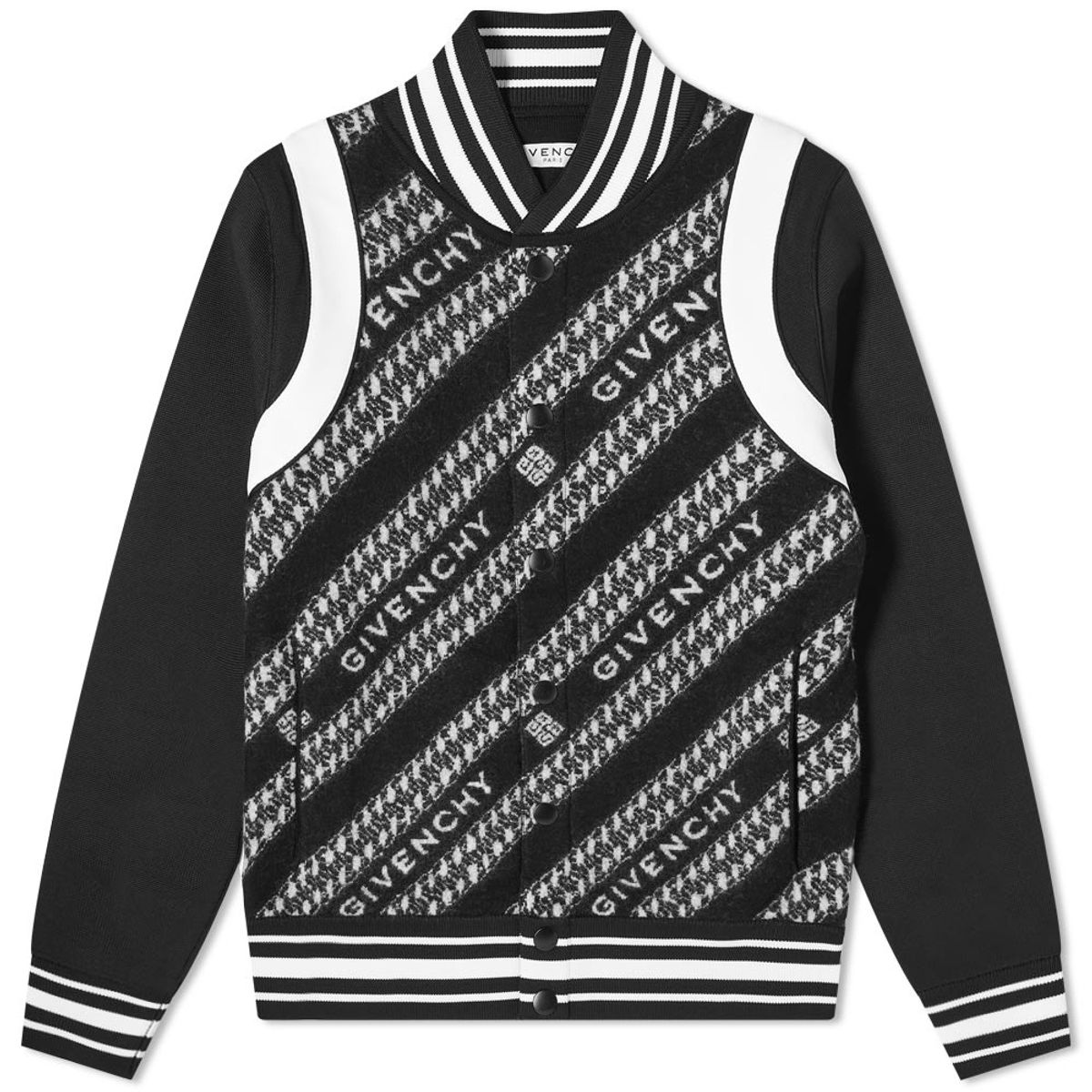 Givenchy Chain Jacquard Black White Bomber Jacket