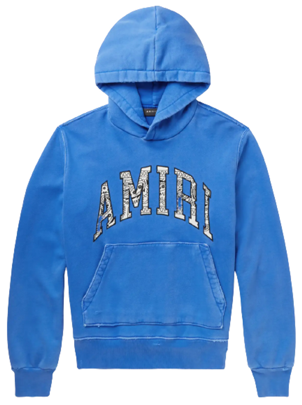 Amiri Logo-Appliqued Distressed Supima Cotton-Jersey Blue Hoodie