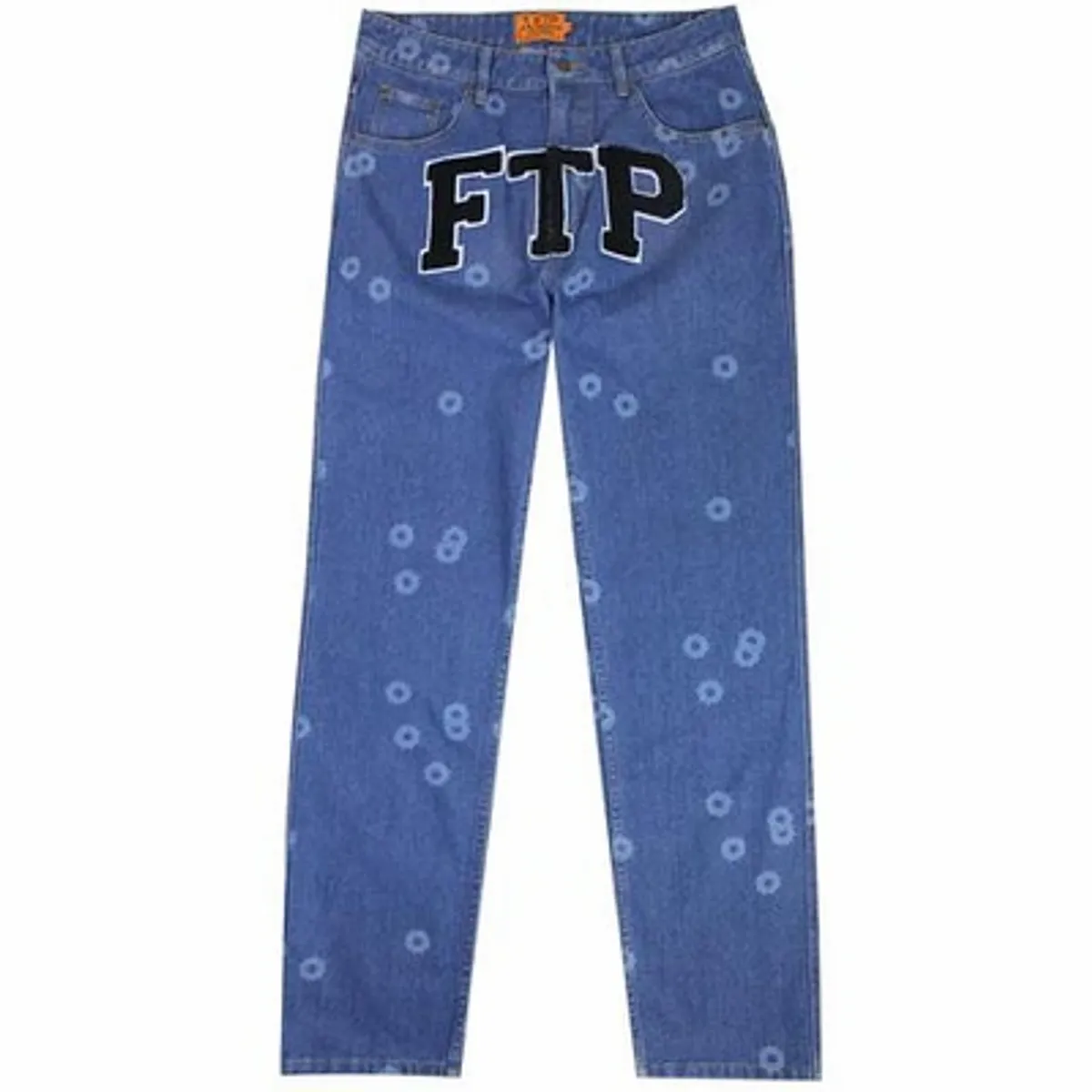 Fuck The Population Bullet Hole Denim Pant Washed Indigo