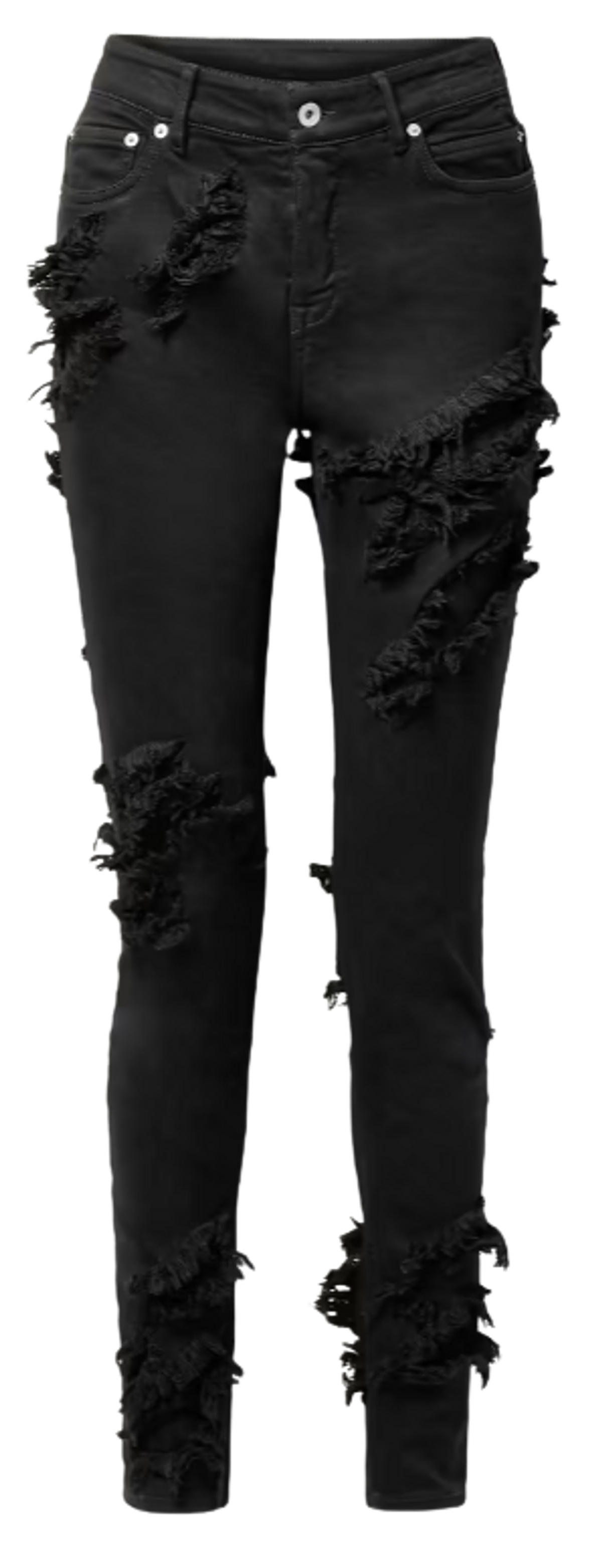Rick Owens Detroit Distressed High Rise Black Skinny Jeans