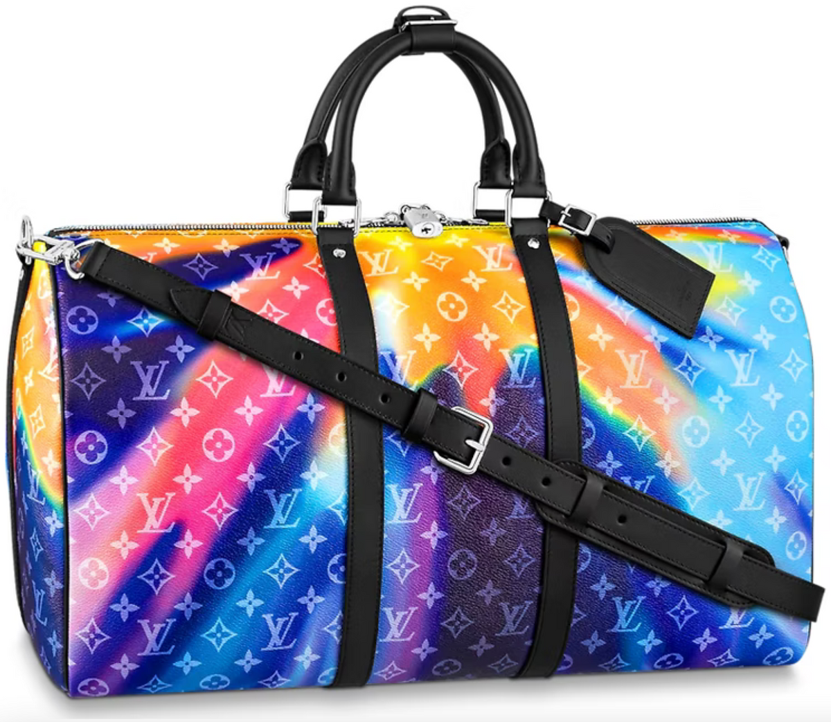 Louis Vuitton 50 Sunset Monogram Multicolor Keepall Bandouliere Bag