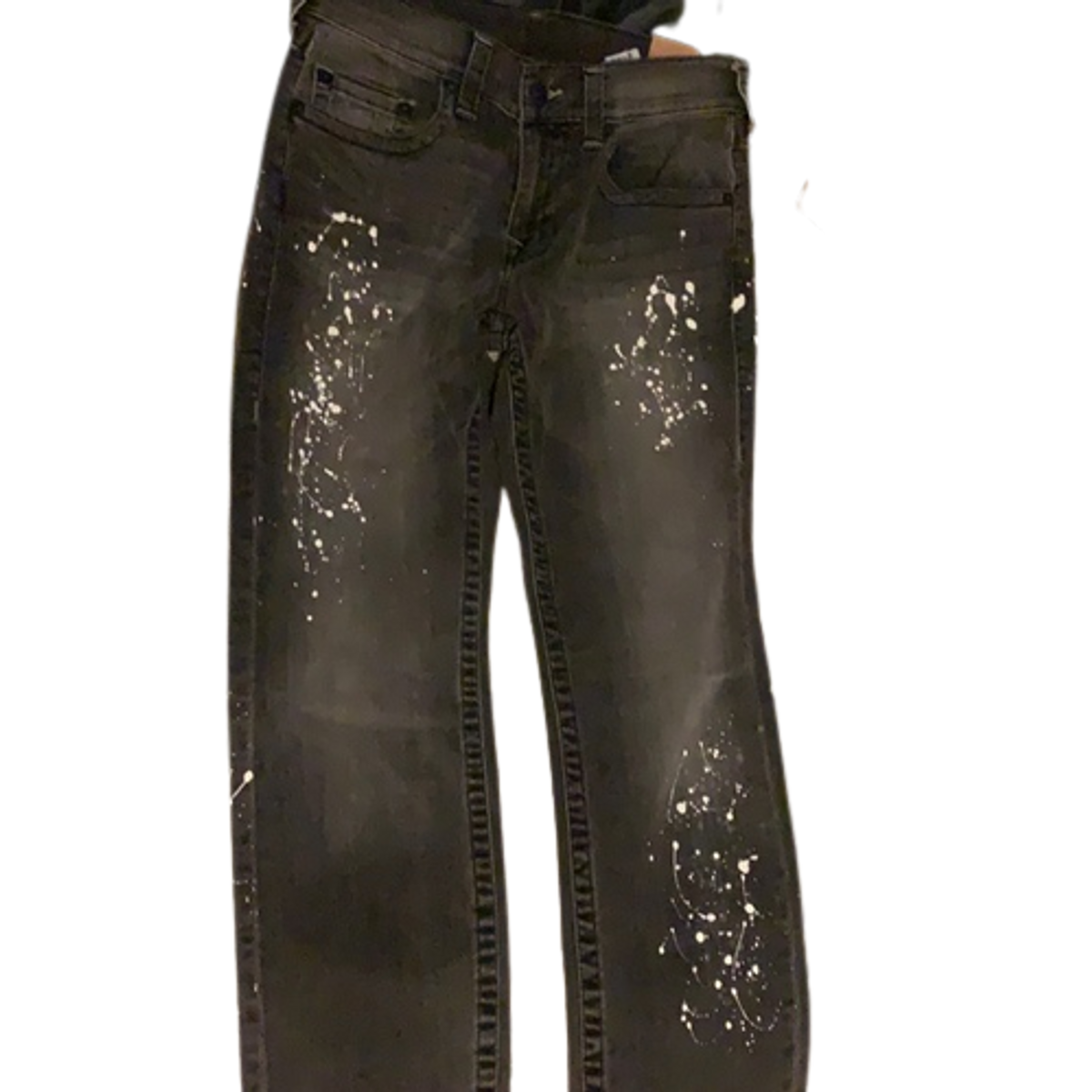 True Religion Black And Paint Splattered Jeans.