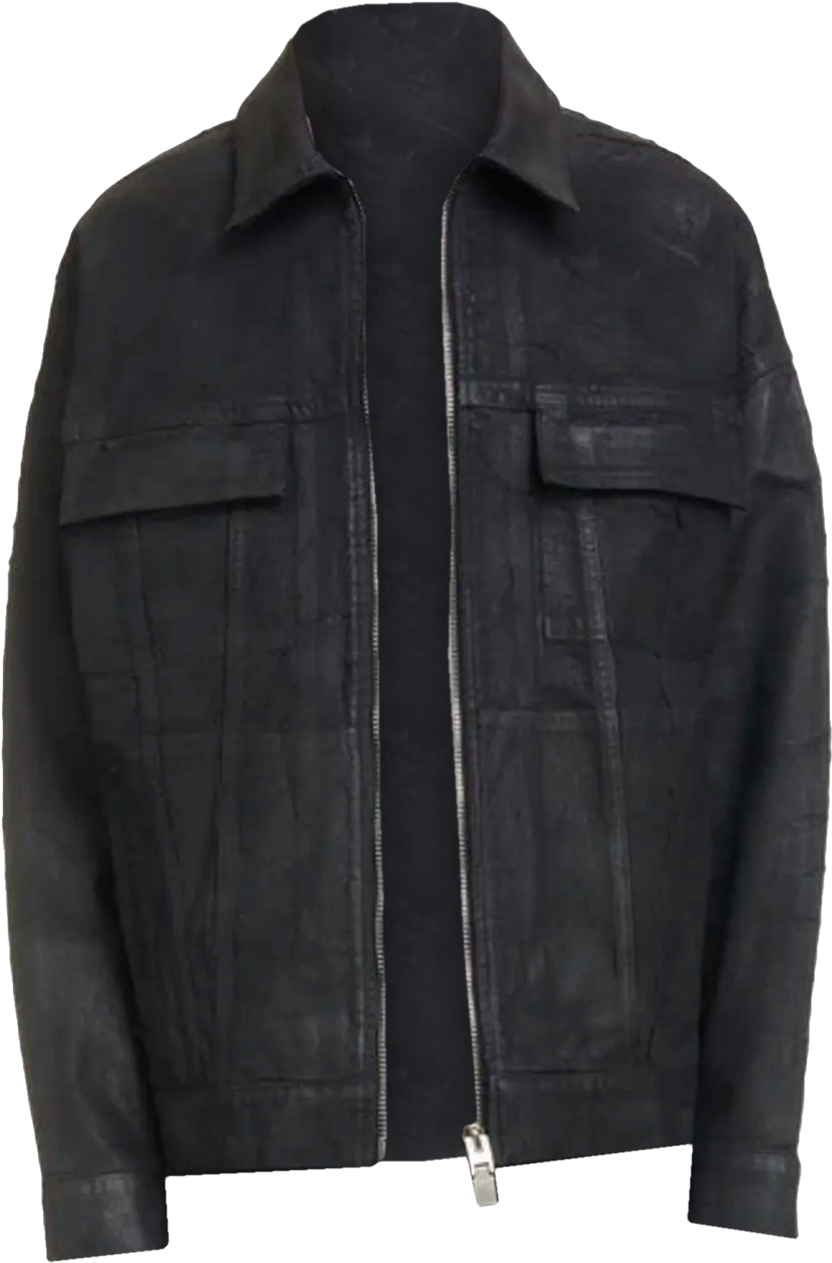 Givenchy Crackled Coated Denim Jacket In 001-black
