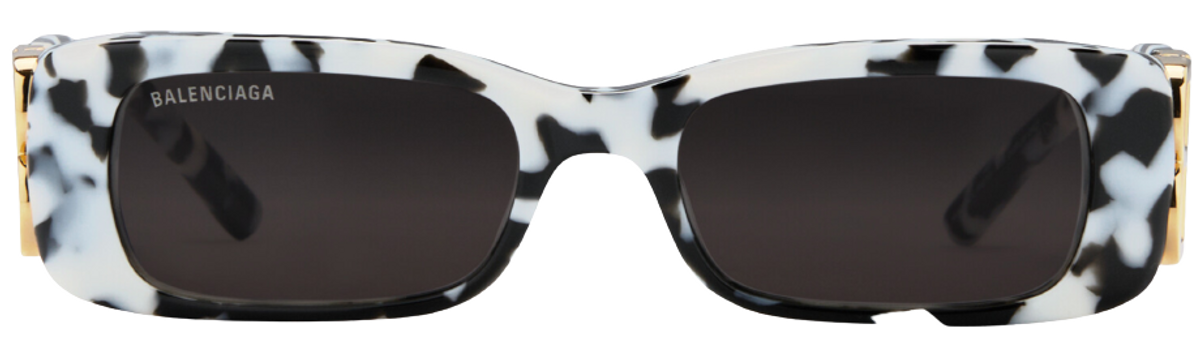 Balenciaga Dynasty Rectangle White Havana Acetate Sunglasses