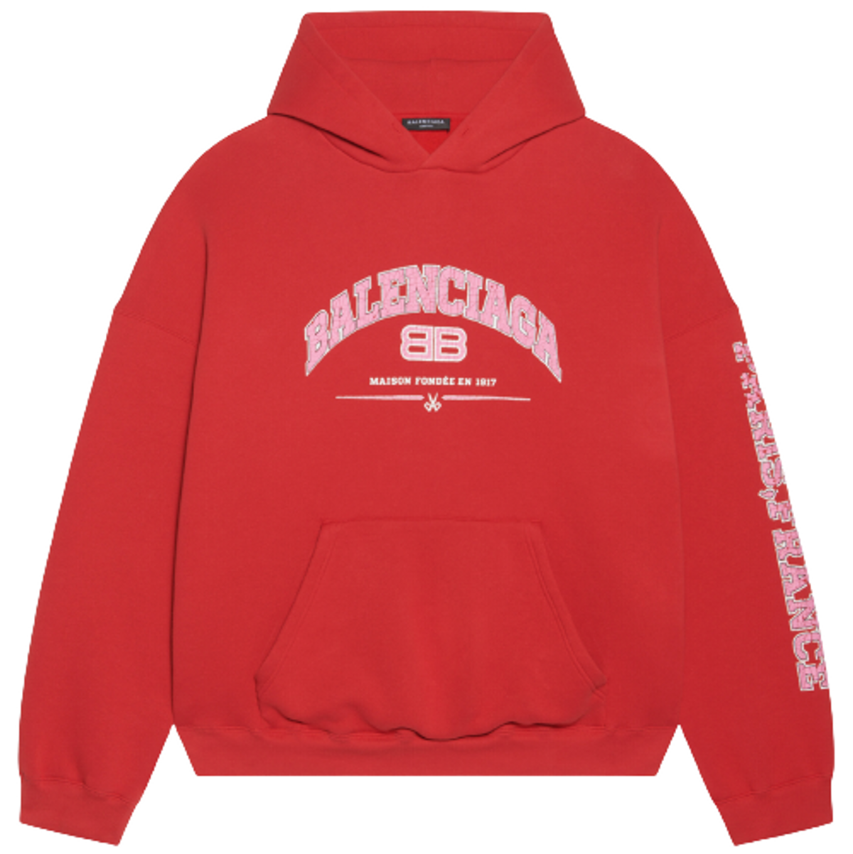 Balenciaga Maison Balenciaga Wide Fit Red Heavy Fleece Hoodie