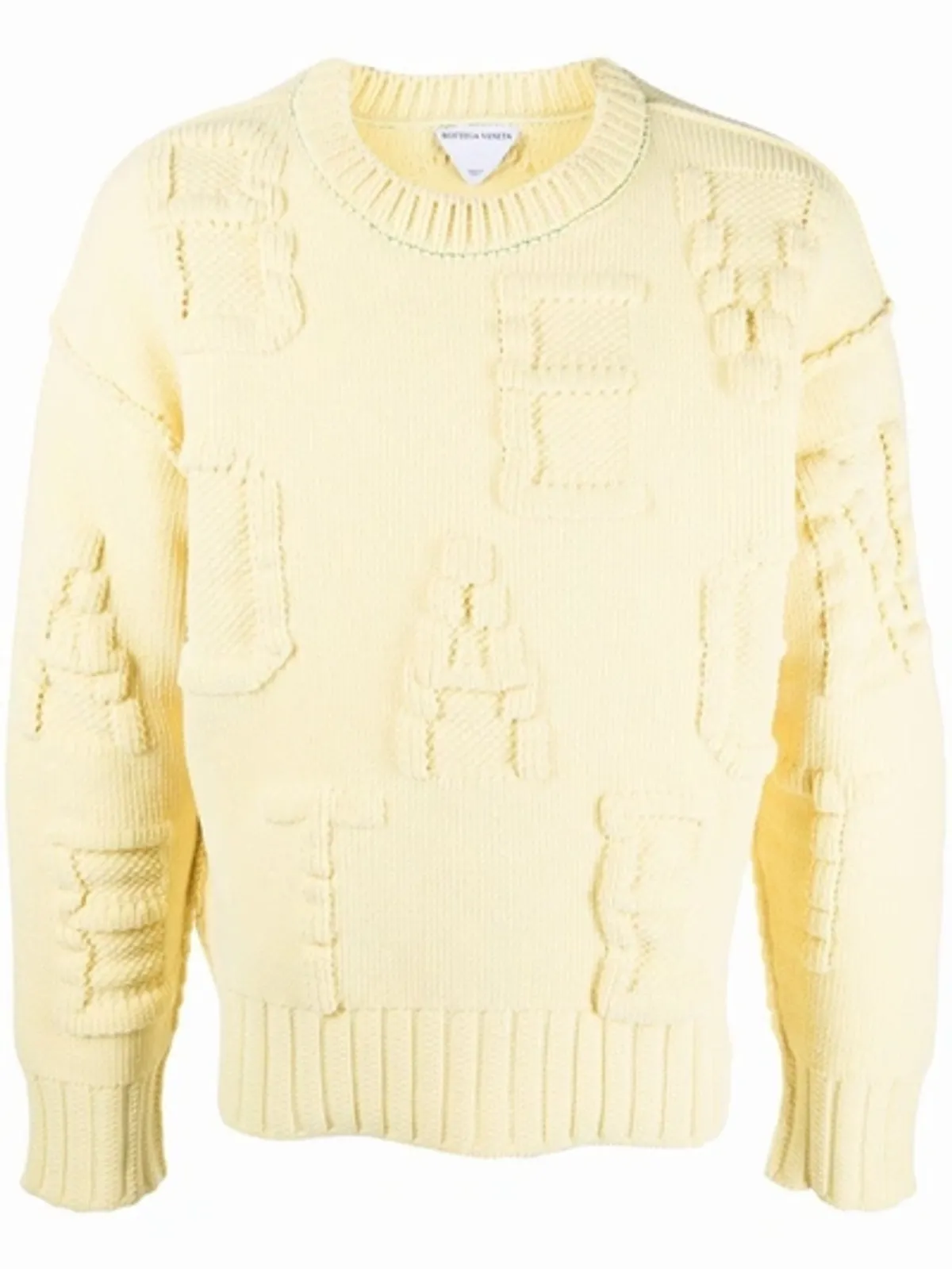 Bottega Veneta Logo-letter Knit Jumper In Yellow