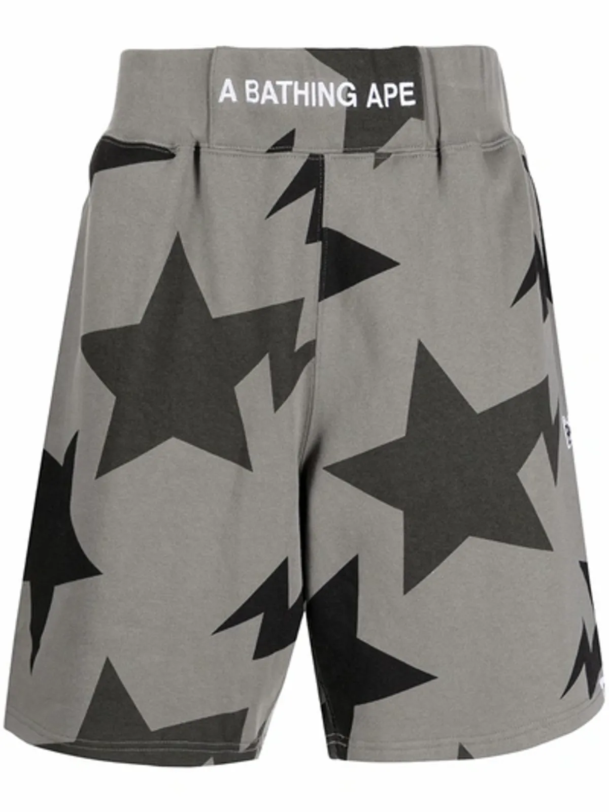 Bape Embroidered-Logo Star-Print Grey Shorts