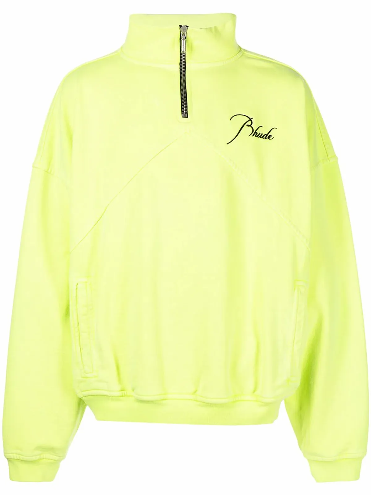 Rhude Oversize Quarter Zip Neon Green Pullover