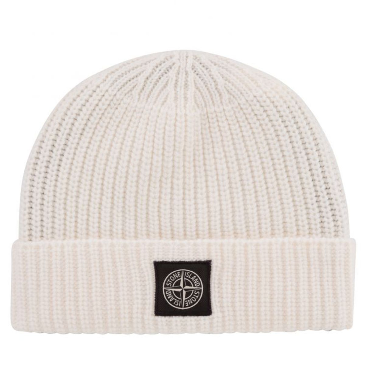 Stone Island White Geelong Wool Beanie 