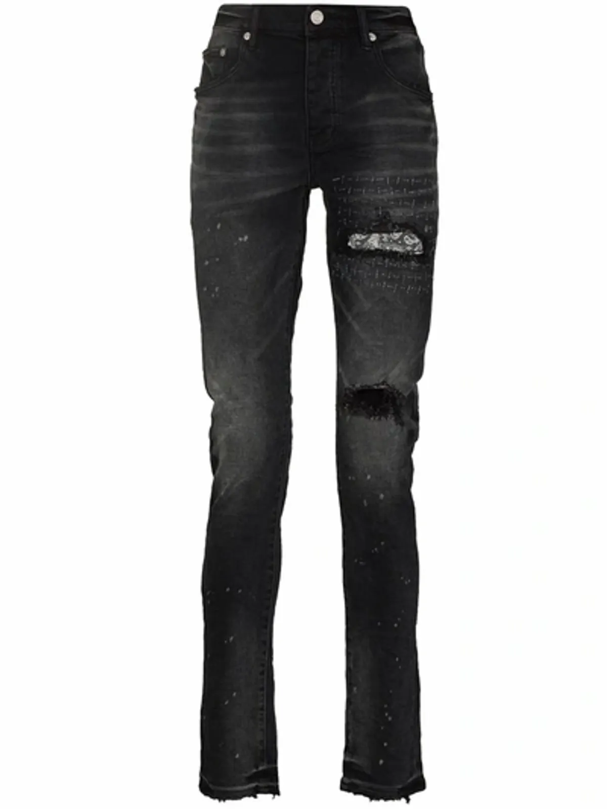 Purple Brand Bandana Print Black Skinny Jeans