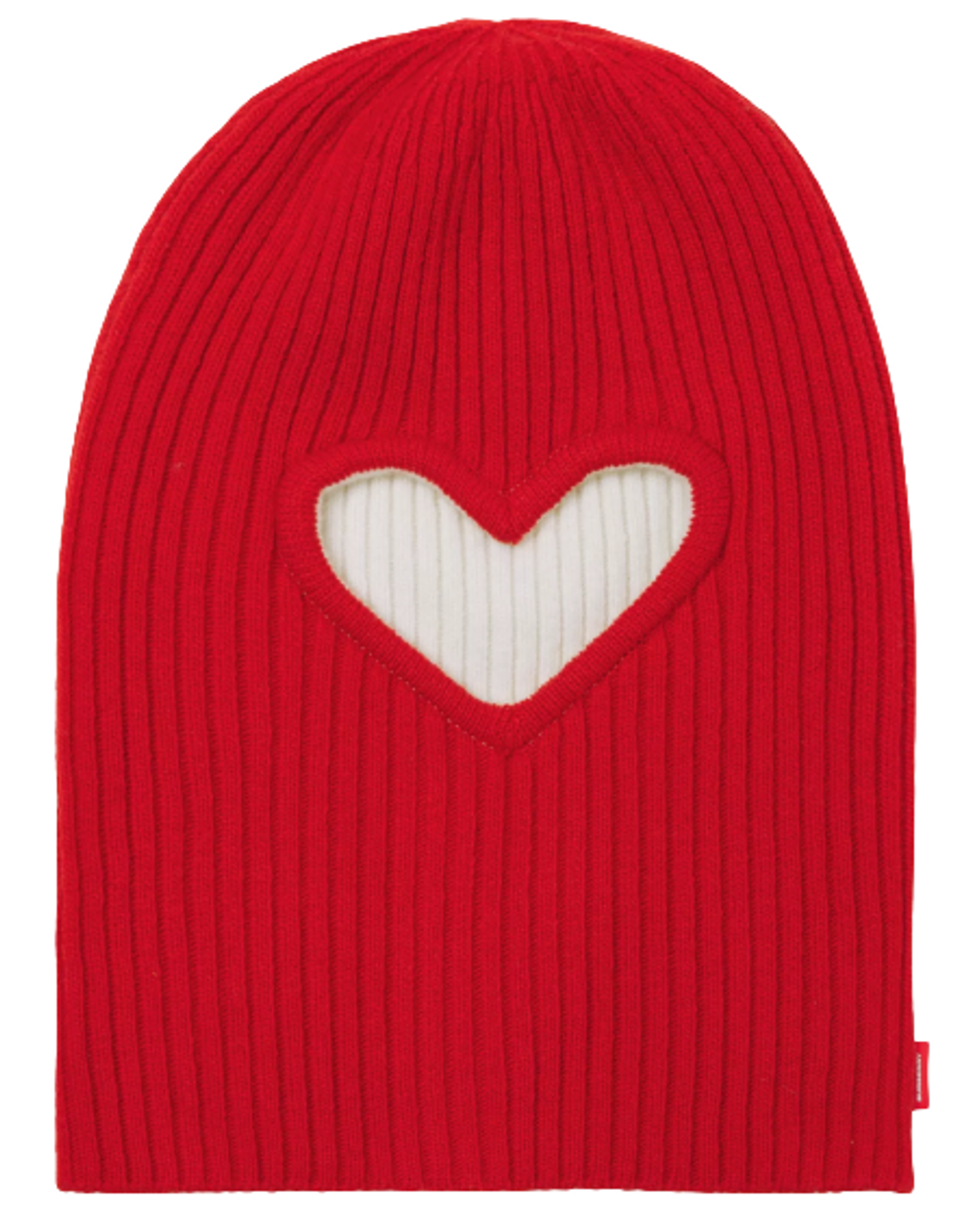 Burberry Reversible Cut-out Detail Rib Bright Red/White Knit Wool Beanie