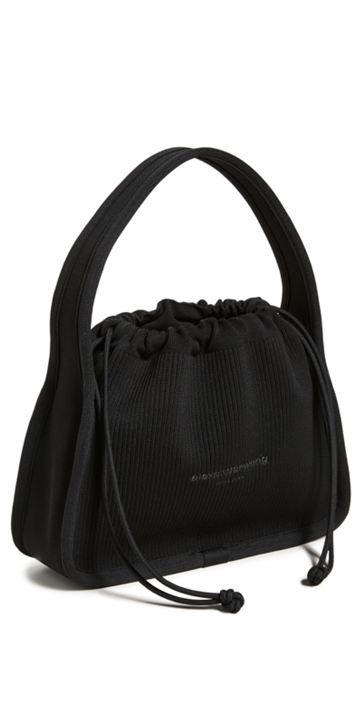 Alexander Wang Ryan Small Ribbed Nylon Top Black Handle Bag