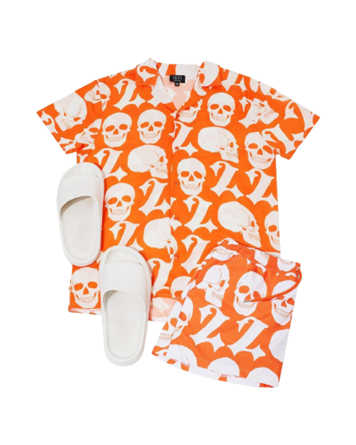 Lil Skies Merch × BooHooMan Viscose Skull Shorts Shirt Set