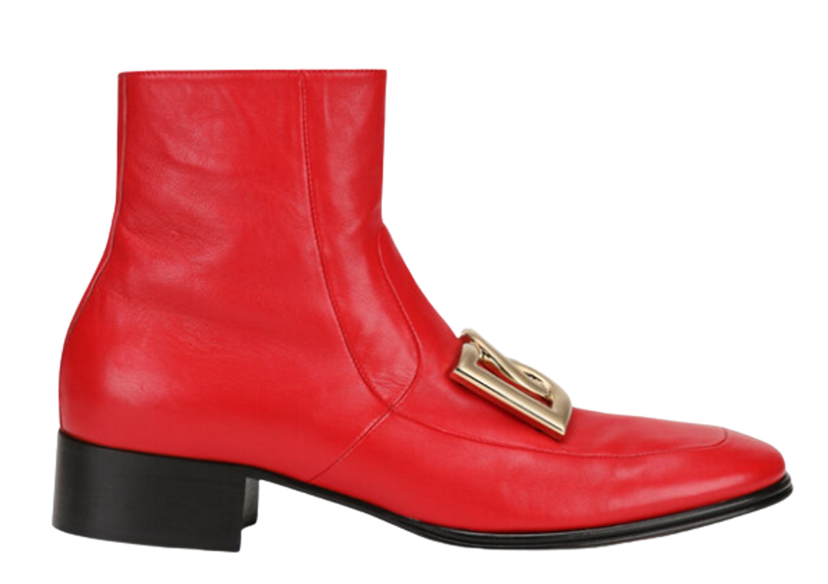Dolce & Gabbana Leather Ankle Red Boots