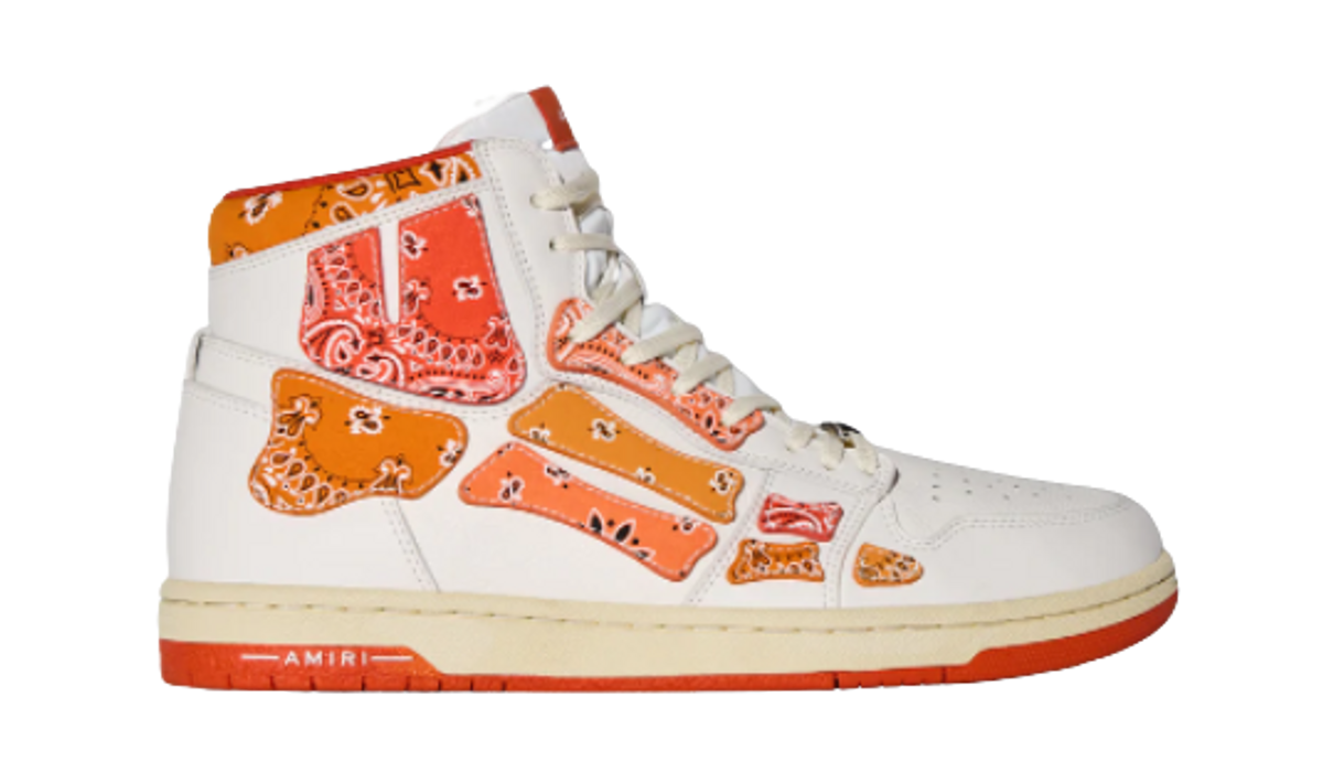 Amiri Orange Skel-Top Hi Bandana Sneakers