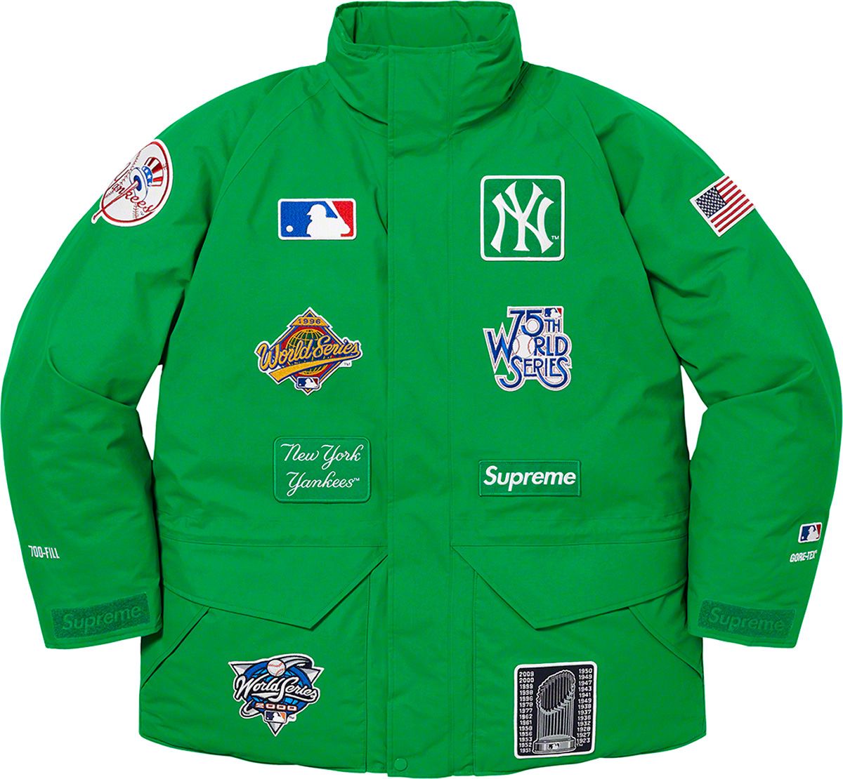 Supreme × New York Yankees GORE-TEX 700-Fill Green Down Jacket