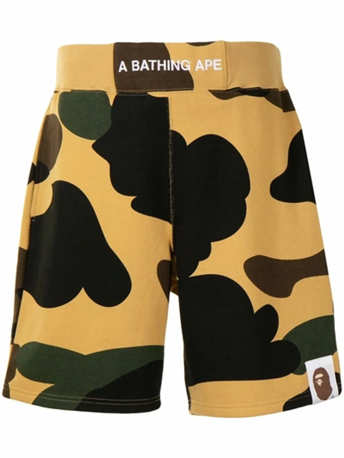 Bape Camo-print Logo Waistband Shorts In Gelb