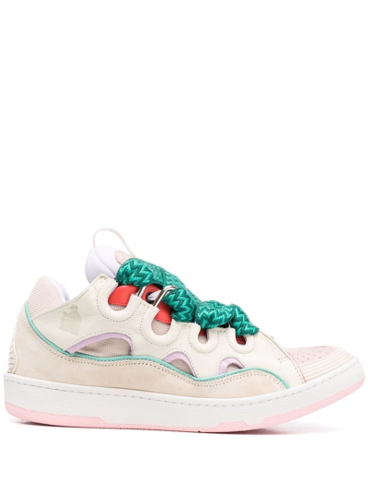Lanvin Buttoned Green Curb Lace-Up Chunky Sneakers