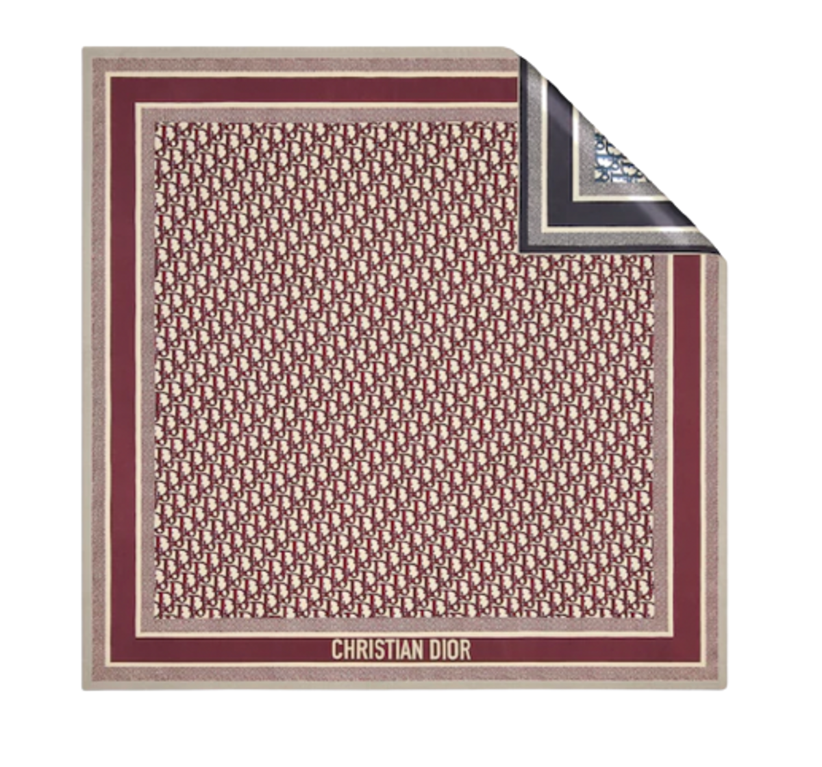 Dior Oblique Diortwin Square Scarf Burgundy