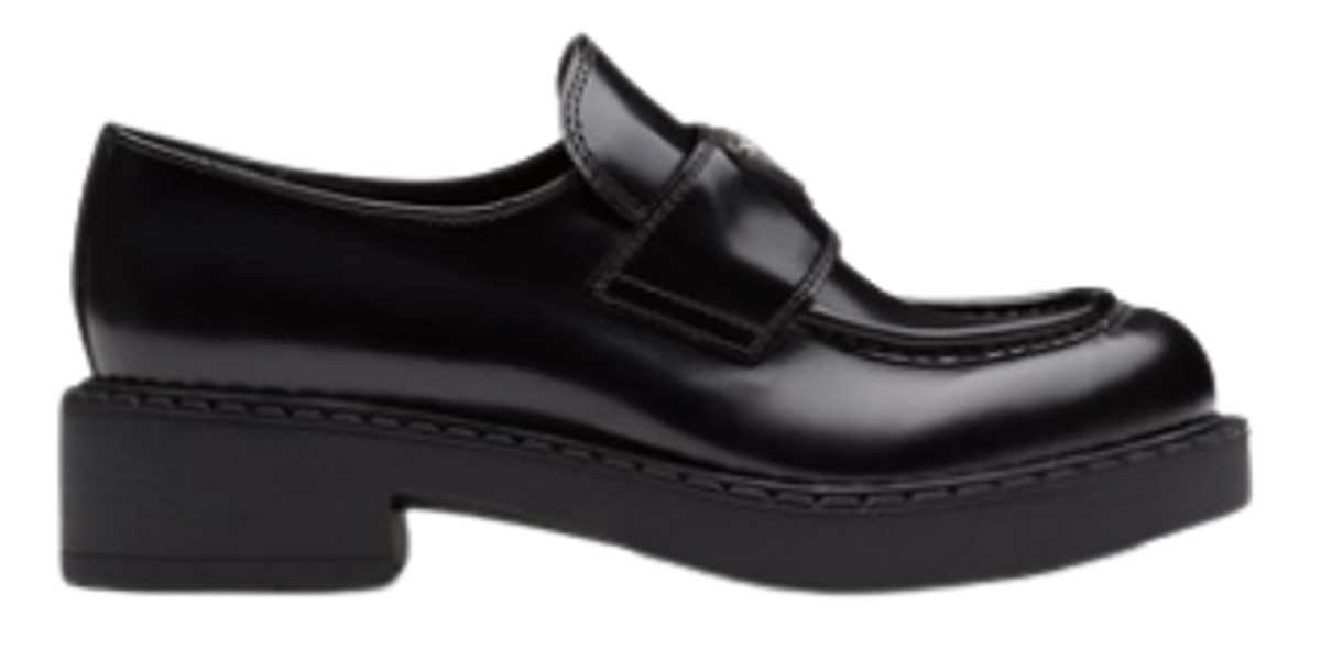 Prada Black Chocolate Brushed Leather Loafers
