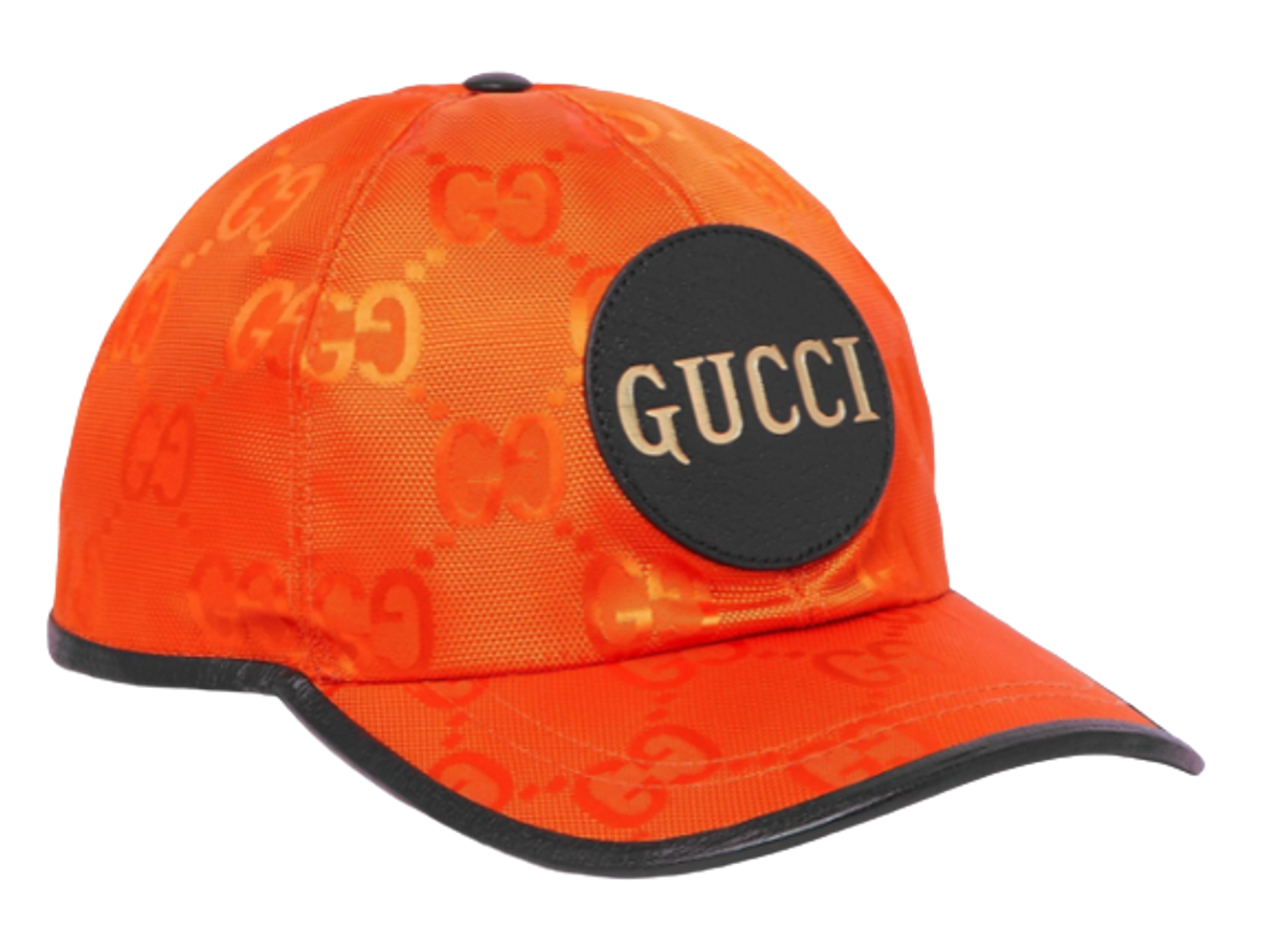 Gucci Logo Appliqued Leather Trimmed Orange Baseball Cap