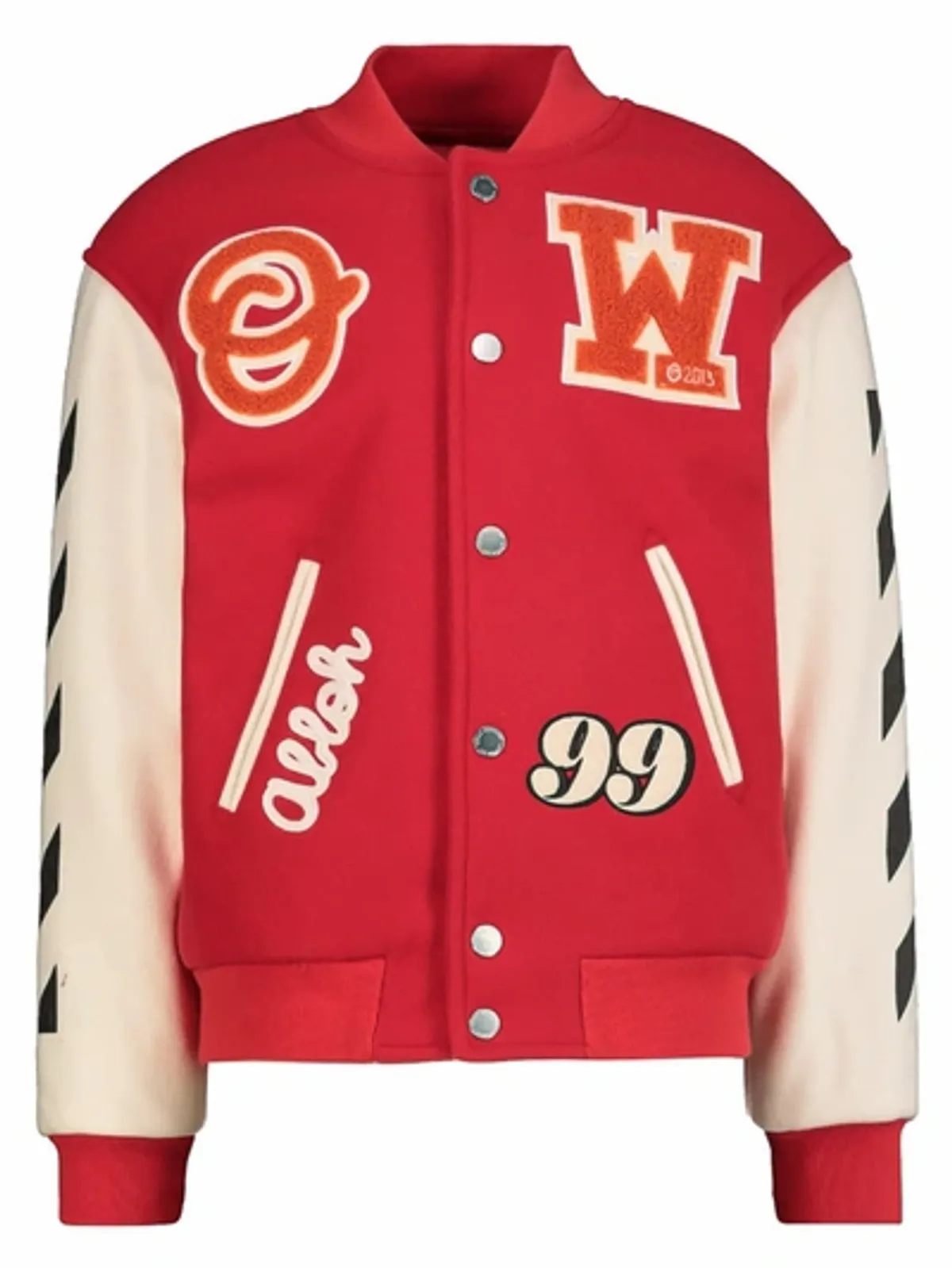 Off-White Kids Little Boys & Boys Off Patch Bomber Varsity Jacket In Red