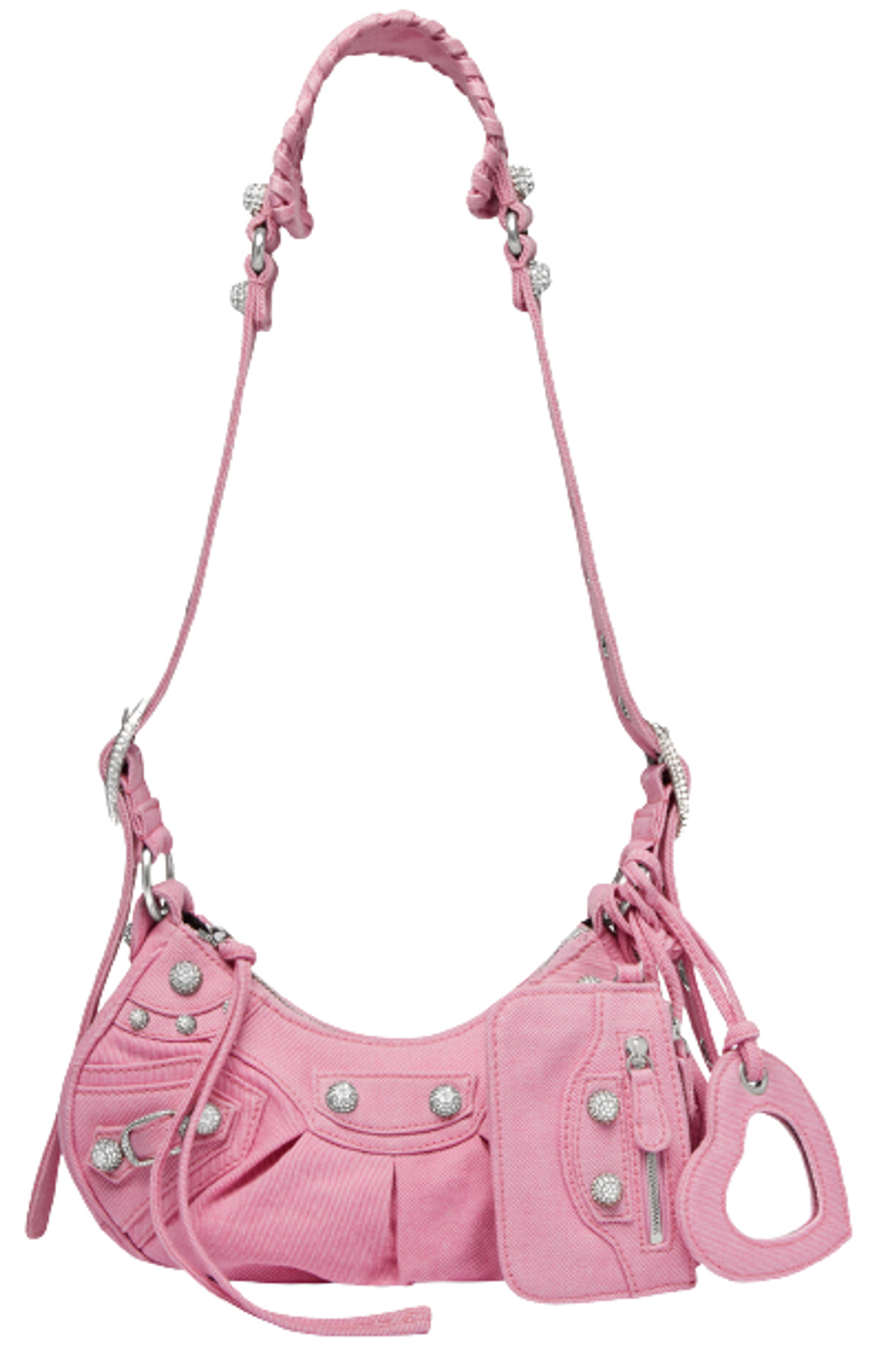Balenciaga Le Cagole XS Denim With Rhinestones Pink Shoulder Bag