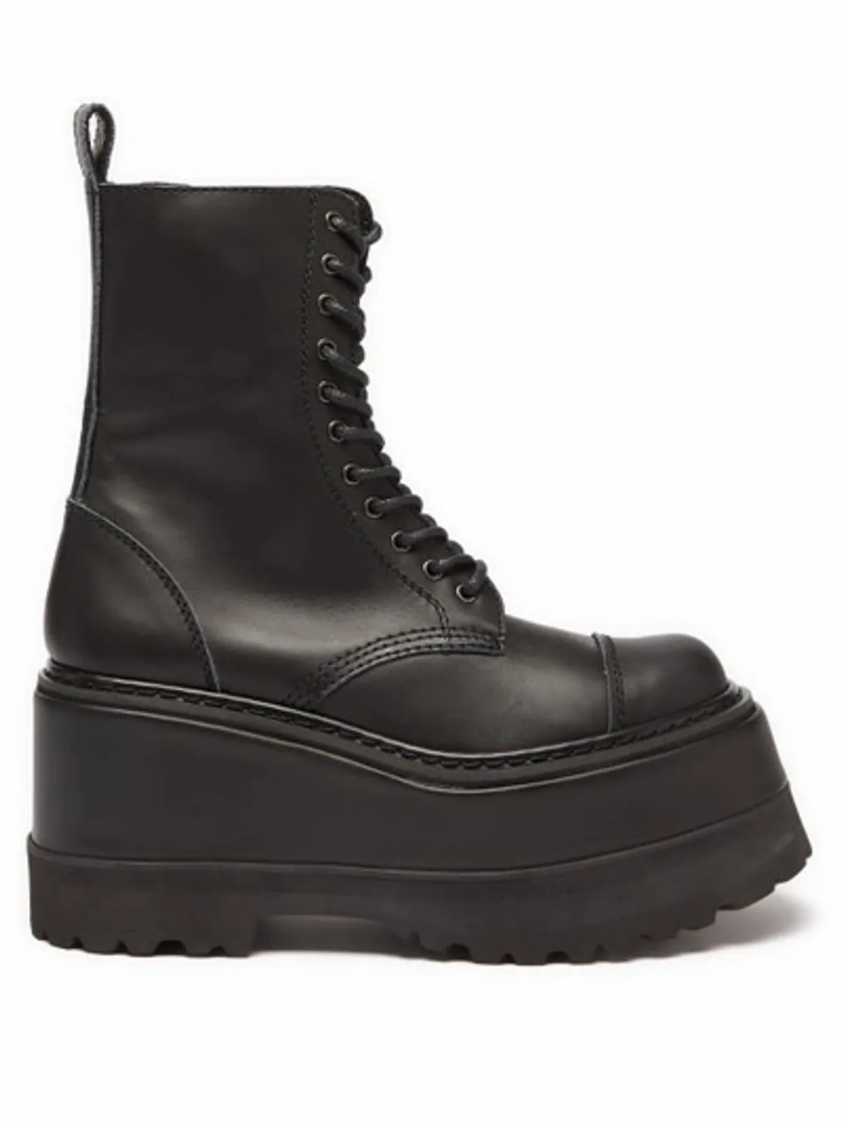 Junya Watanabe Platform Leather Combat Black Boots