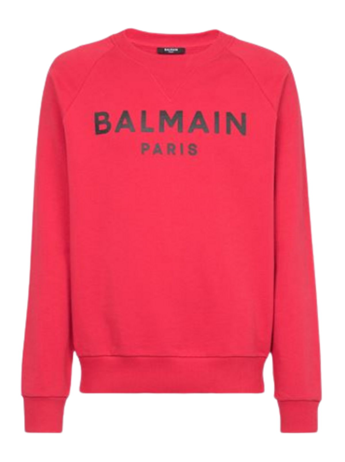Balmain Red Eco Designed Logo Print Cotton Sweatshirt