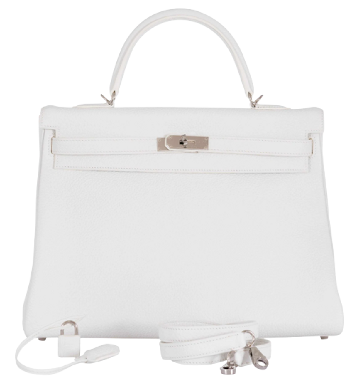 Hermes Kelly 35 White Togo Palladium Hardware Bag